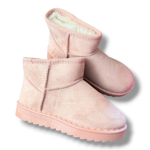 HQX BEST Other - HQX BEST Kids Pink Faux Suede Shearling Lined Winter Ankle Boots Sz 13